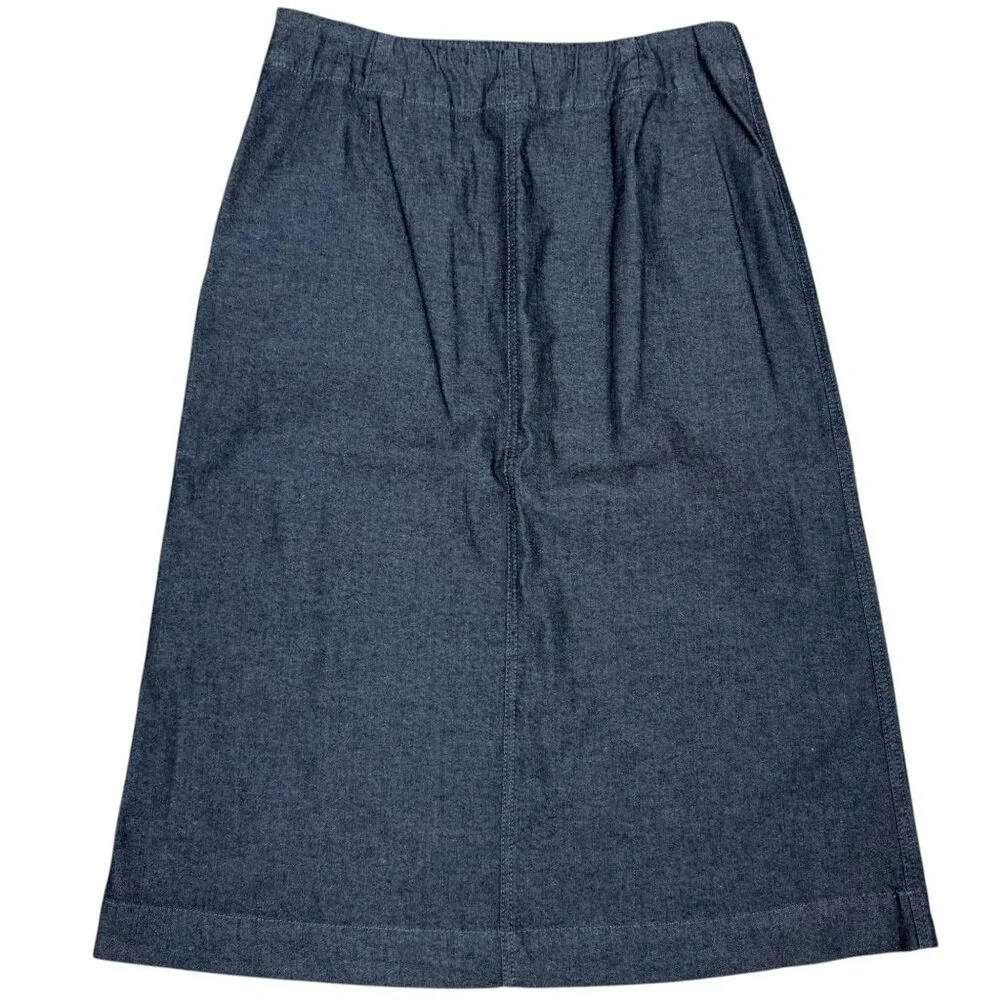 EUC Women's EILEEN FISHER‎ Long A-Line Denim Black Skirt | Size S